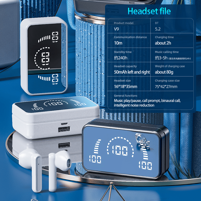 VEDO S20 Wireless TWS Bluetooth Earbuds: Digital Display, Sports, Waterproof, Touch Control