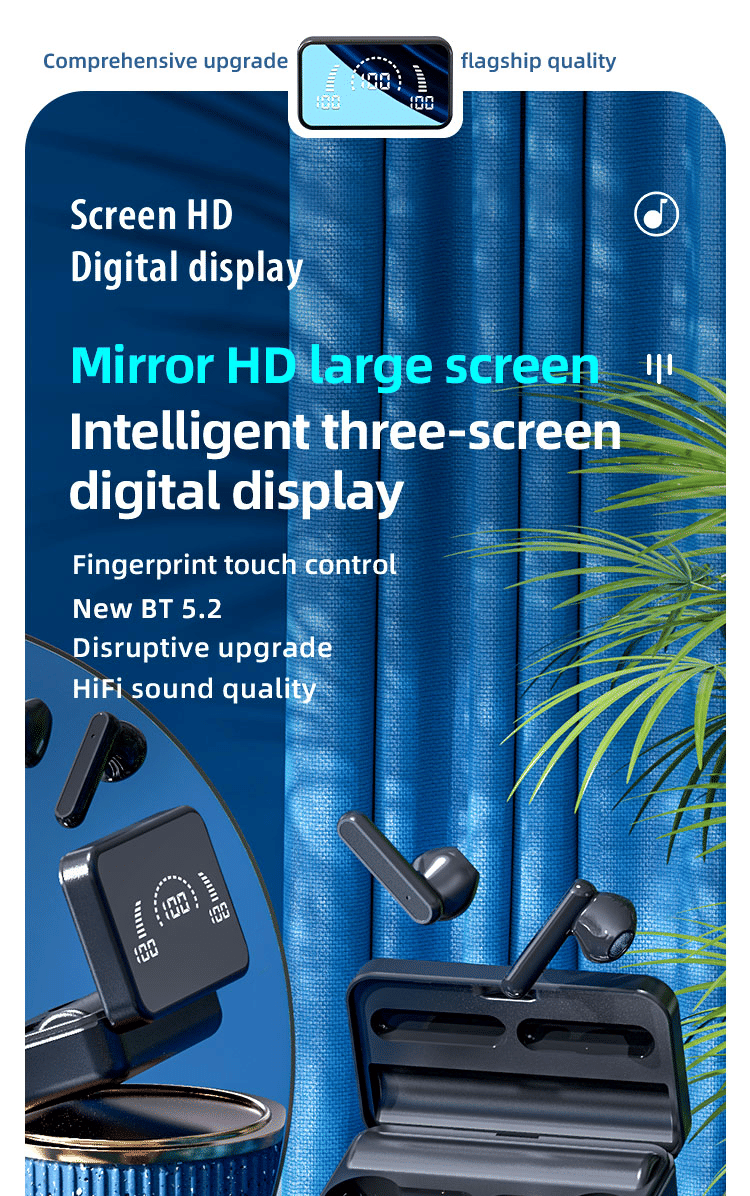 VEDO S20 Wireless TWS Bluetooth Earbuds: Digital Display, Sports, Waterproof, Touch Control