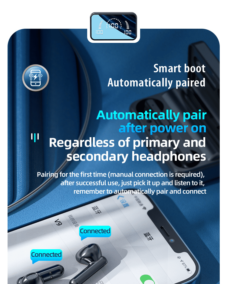 VEDO S20 Wireless TWS Bluetooth Earbuds: Digital Display, Sports, Waterproof, Touch Control