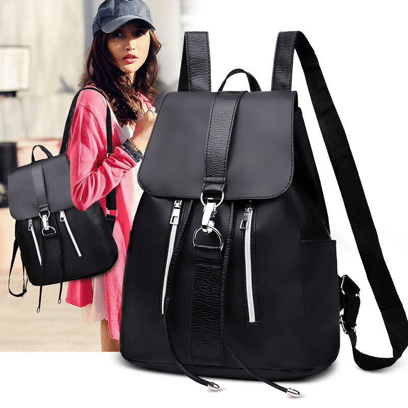 Fashion Women's PU Leather Backpack Handbag - Flat Bottom School & Travel Bag