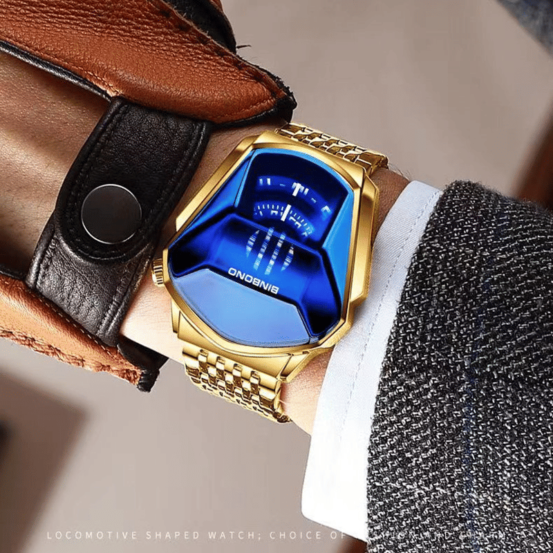 BINBOND Men's Fashion Quartz Watch Large Dial Locomotive Business Style