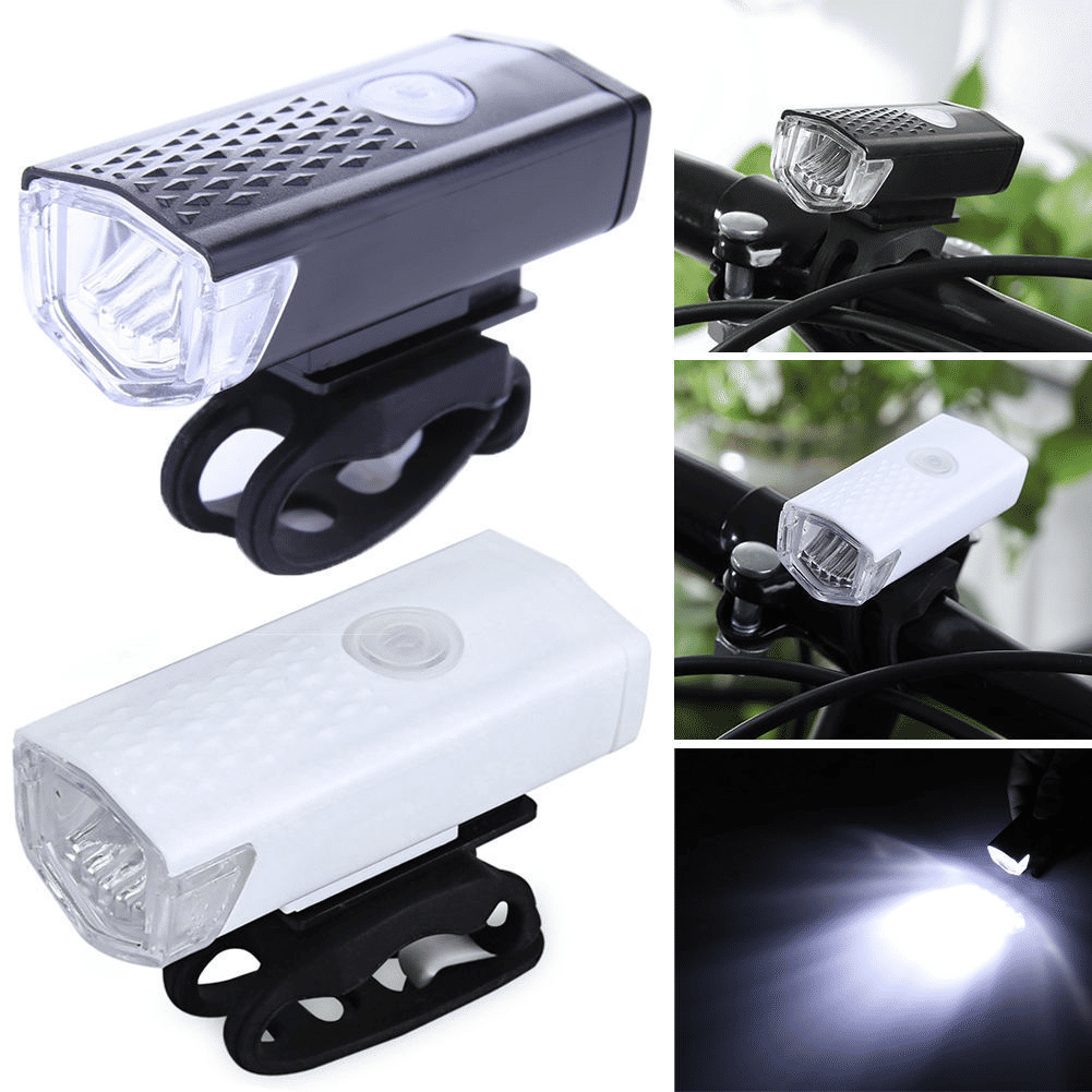 USB Rechargeable LED Bike Light Set: Front Headlight, Rear Taillight
