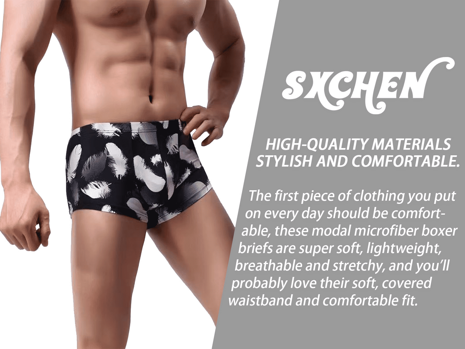 SXCHEN 4-Pack Men's Ultra-Soft Stretch Boxer Briefs | Breathable Plus Size Underwear