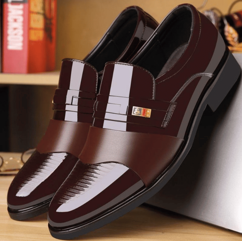 SXCHEN Men's Premium Leather Oxfords: Business Casual Slip-On Dress Shoes