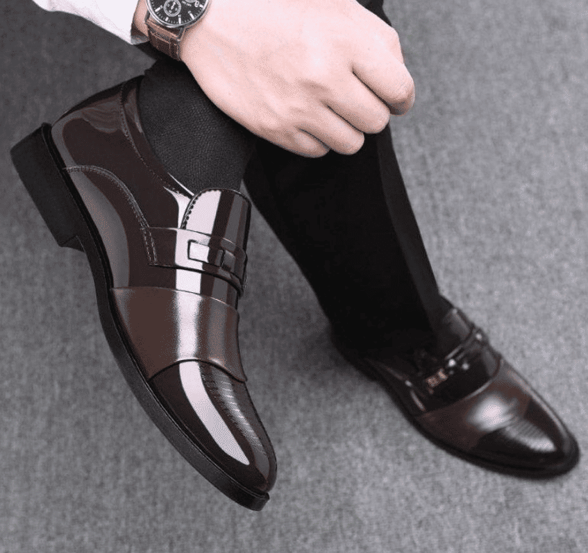 SXCHEN Men's Premium Leather Oxfords: Business Casual Slip-On Dress Shoes