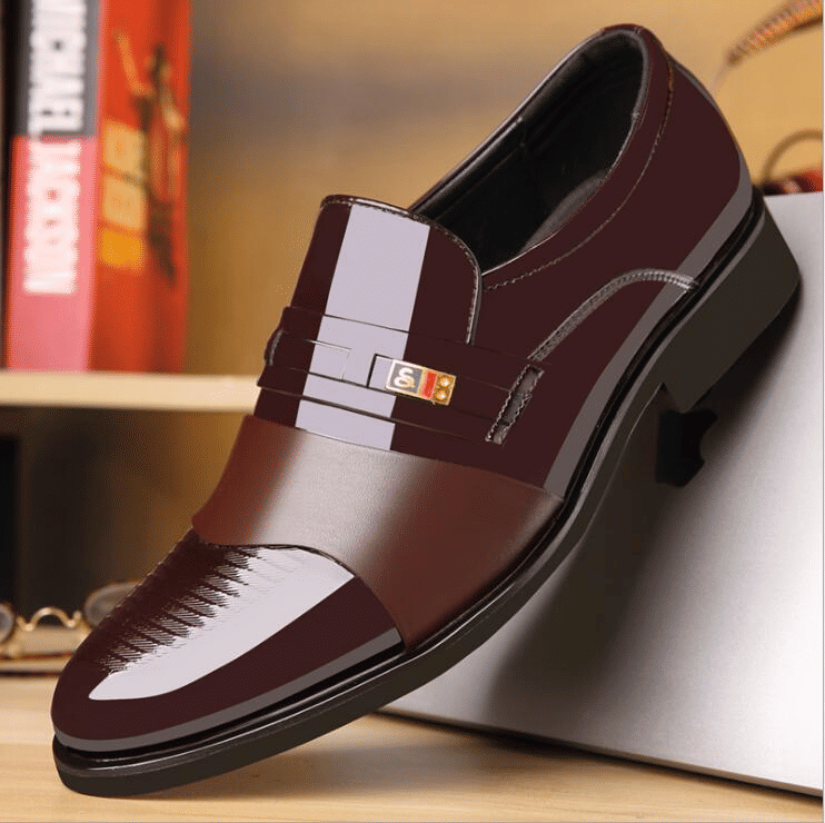 SXCHEN Men's Premium Leather Oxfords: Business Casual Slip-On Dress Shoes