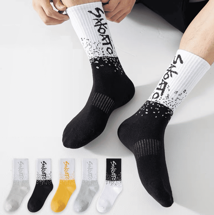 SXCHEN Men's Mid-Calf Athletic Socks: Trendy 5-Pack Cotton Blend Sports