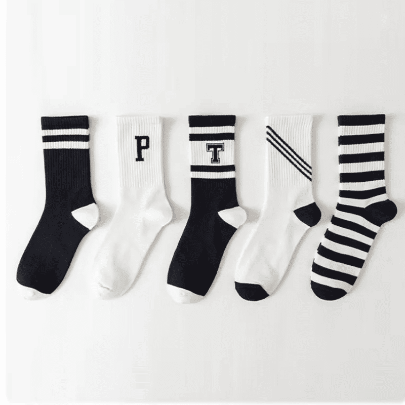 SXCHEN Unisex 5 Pairs Athletic Mid-Calf Socks - Trendy Sport & Casual