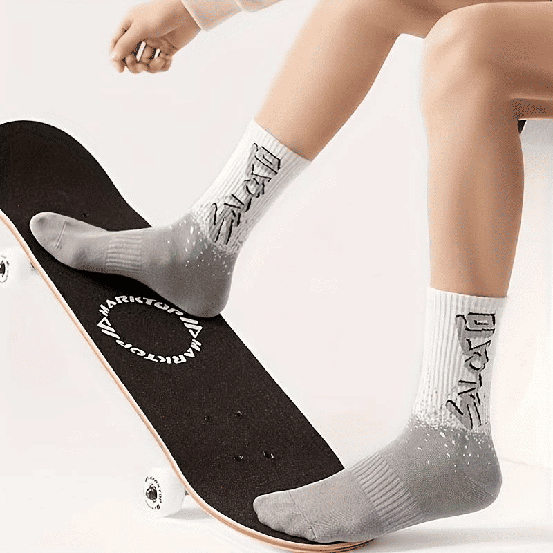 SXCHEN Men's Mid-Calf Athletic Socks: Trendy 5-Pack Cotton Blend Sports