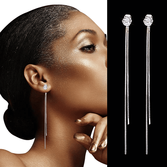 Elegant Long Crystal Tassel Dangle Earrings for Women: Wedding, Gift, Fashion