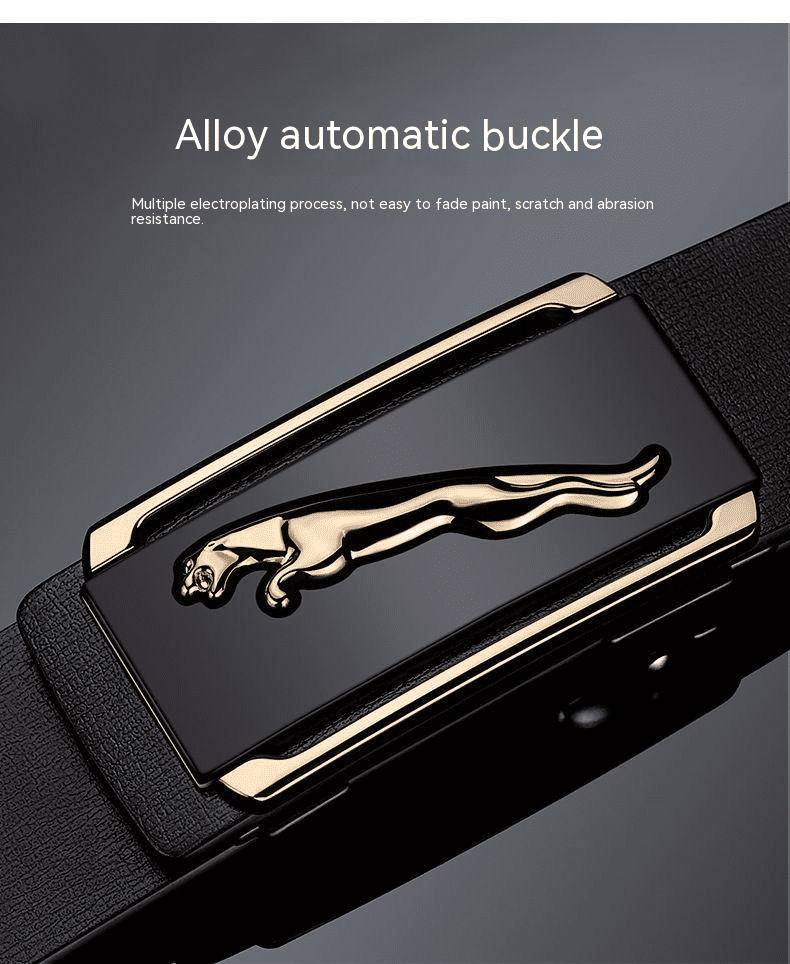 Premium Genuine Cowskin Leather Men's Belt Automatic Alloy Buckle Business Style