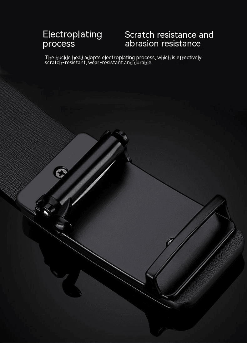 Premium Genuine Cowskin Leather Men's Belt Automatic Alloy Buckle Business Style