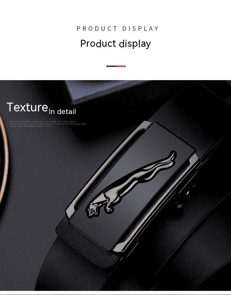 Premium Genuine Cowskin Leather Men's Belt Automatic Alloy Buckle Business Style