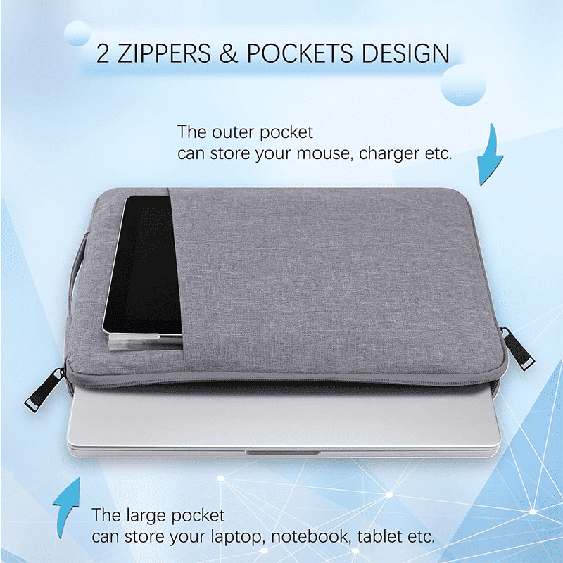15.6-inch Portable Waterproof Laptop Sleeve: Multi-Layer Protective Liner Bag for Apple & iPad, Gray