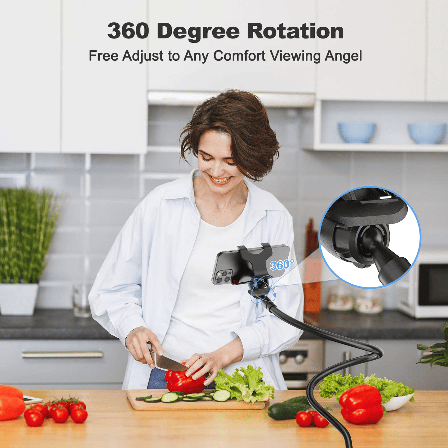 Universal Flexible Gooseneck Phone Stand Holder with 360° Rotation