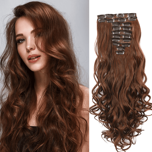 Fashion Africa 12pc Clip-In Body Wave Hair Extensions, 26-Inch Synthetic Fiber