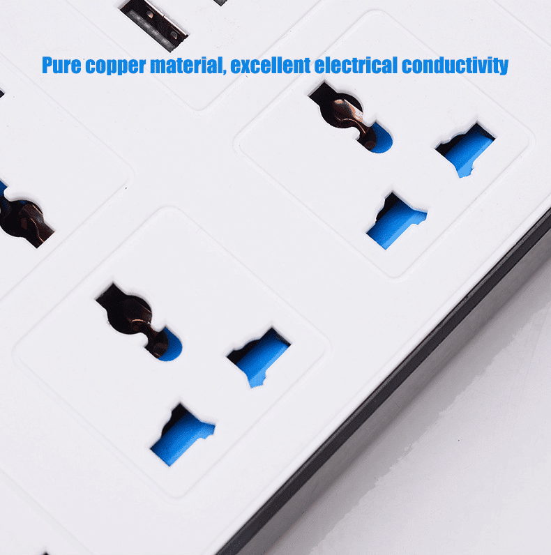 Universal 6-Outlet Power Strip with 3 USB Ports 2500W