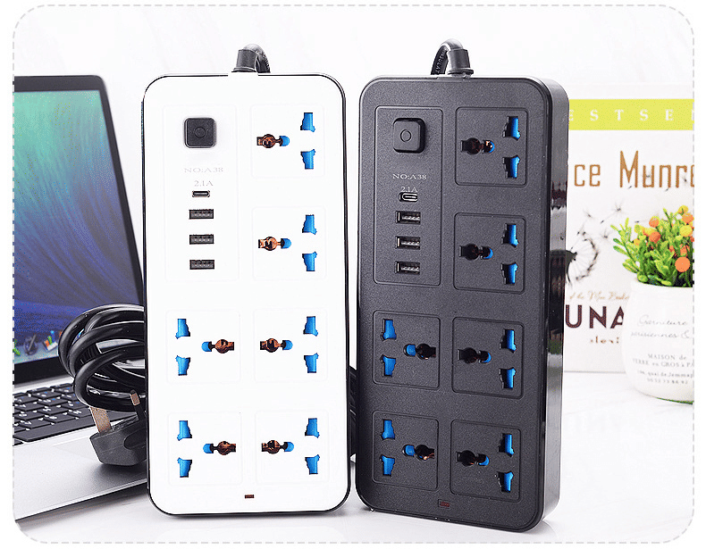 Universal 6-Outlet Power Strip with 3 USB Ports 2500W