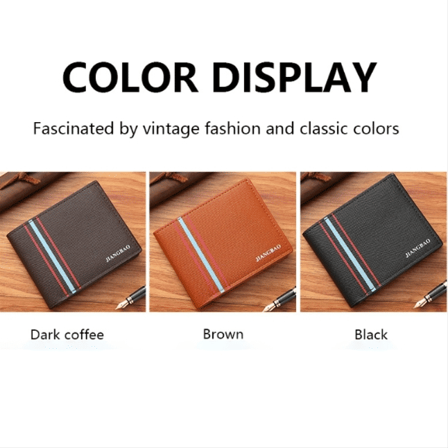 Premium Men's Short Leather Wallet - Credit ID Card Holder Billfold Purse