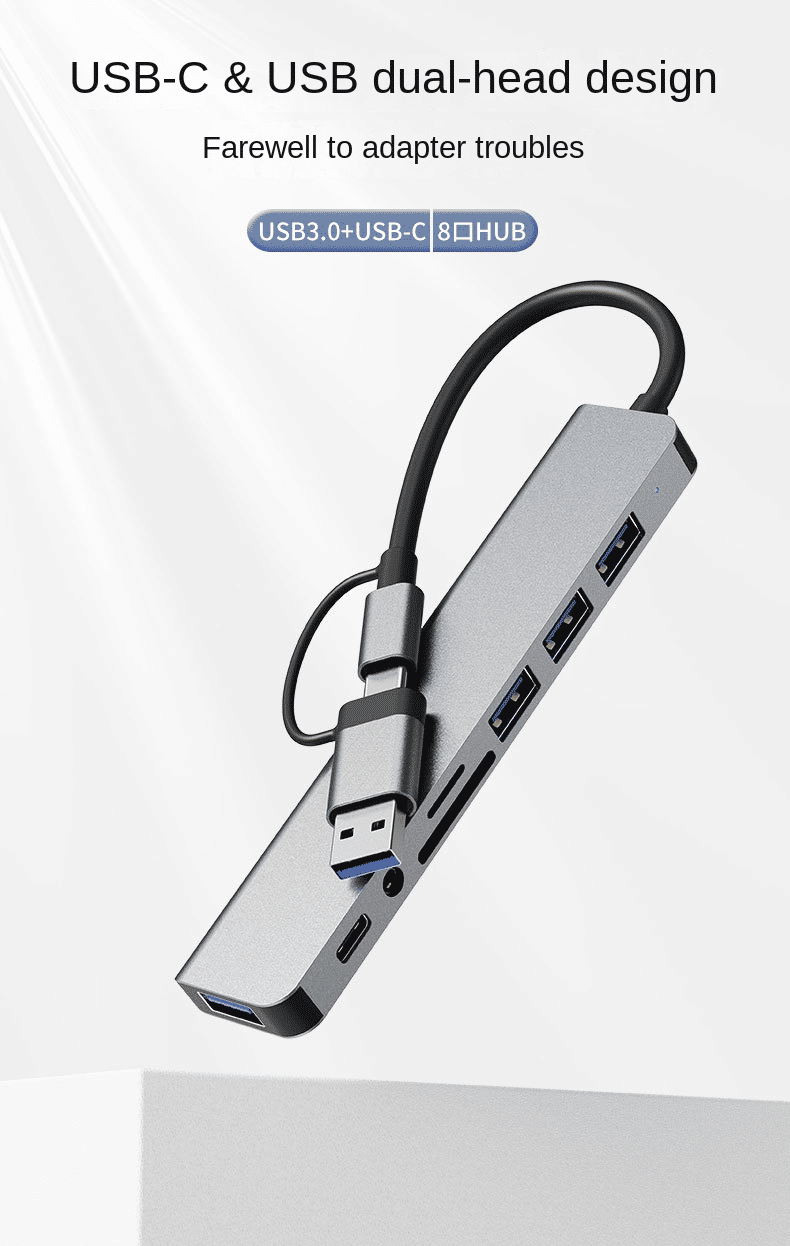 8-in-1 USB C Hub: Fast Charge, SD/TF, Audio, Thunderbolt 3 Dock for MacBook Pro