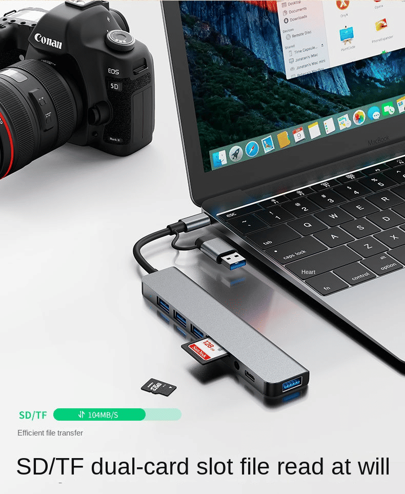 8-in-1 USB C Hub: Fast Charge, SD/TF, Audio, Thunderbolt 3 Dock for MacBook Pro