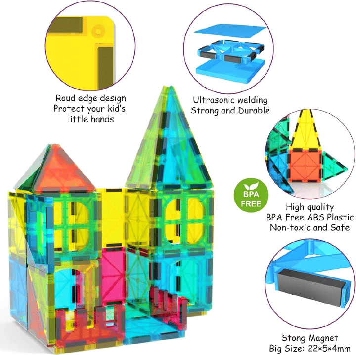 48pcs Magnetic Tiles 3D Building Blocks STEM Educational Construction Set