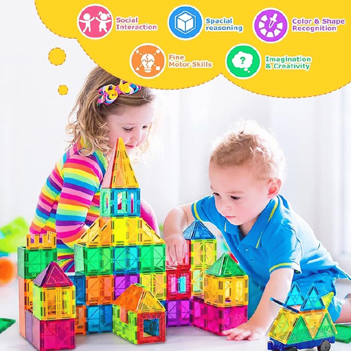 48pcs Magnetic Tiles 3D Building Blocks STEM Educational Construction Set