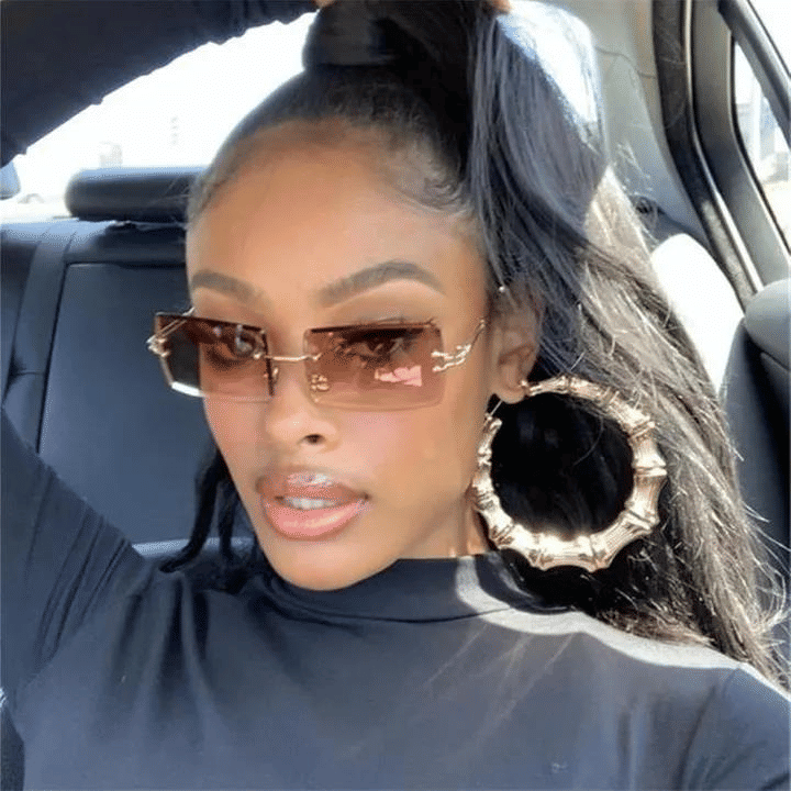 Fashionable Rimless Rectangle Sunglasses - Small Square Shades for Men & Women