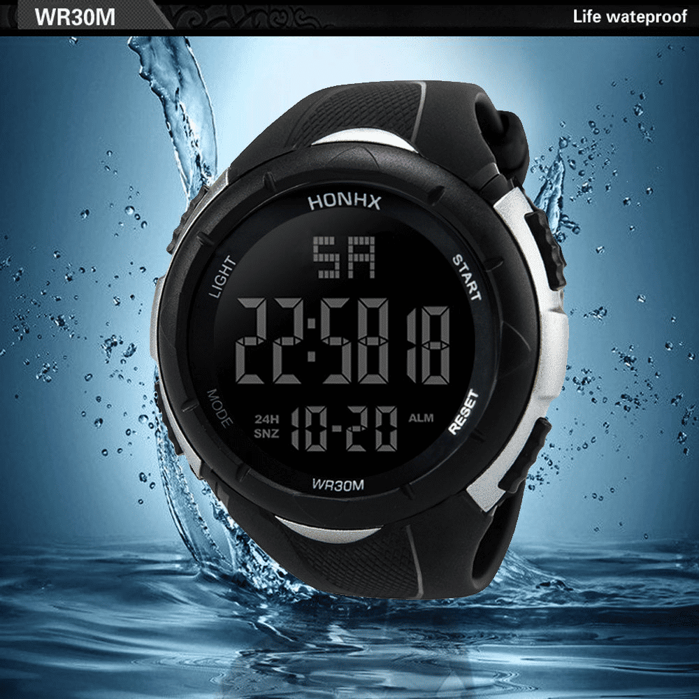 Men's Military Sports Watch Analog Digital LED Waterproof Rubber Strap Black