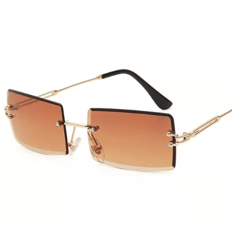 Fashionable Rimless Rectangle Sunglasses - Small Square Shades for Men & Women