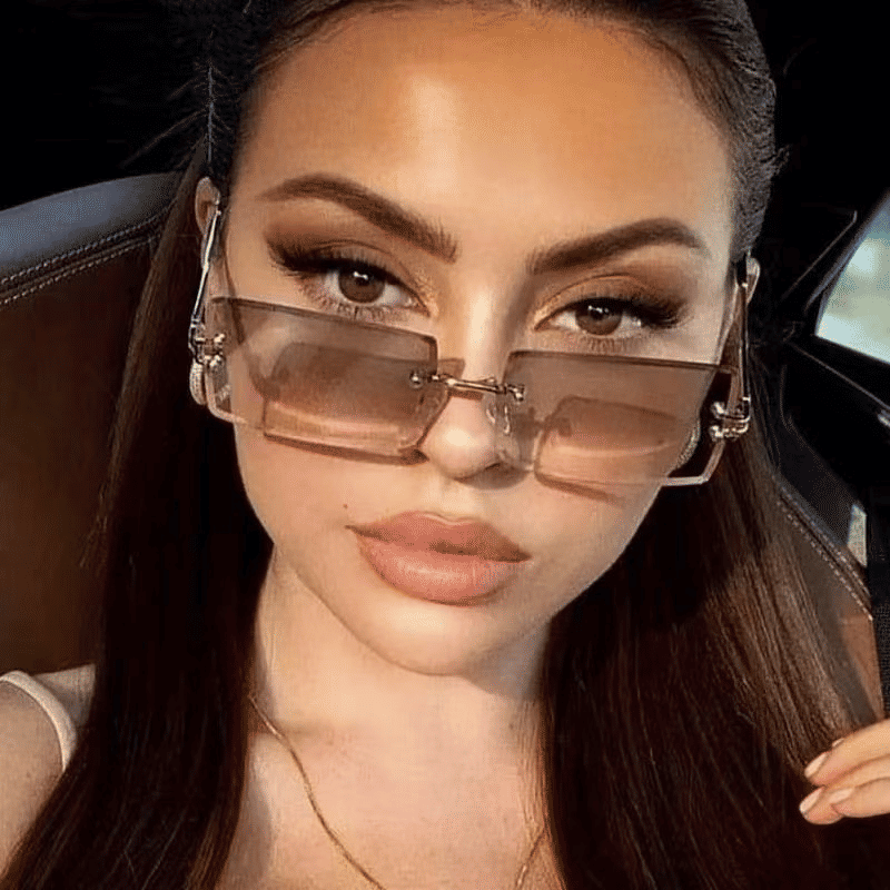 Fashionable Rimless Rectangle Sunglasses - Small Square Shades for Men & Women
