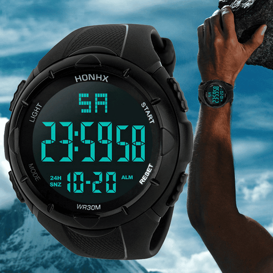 Men's Military Sports Watch Analog Digital LED Waterproof Rubber Strap Black
