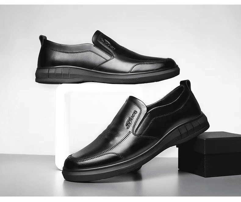 Men's High-Quality Black Leather Loafers: Fashionable Business Casual Driving Shoes