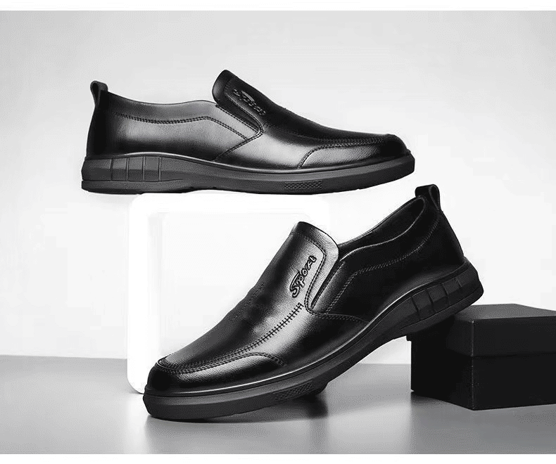 Men's High-Quality Black Leather Loafers: Fashionable Business Casual Driving Shoes