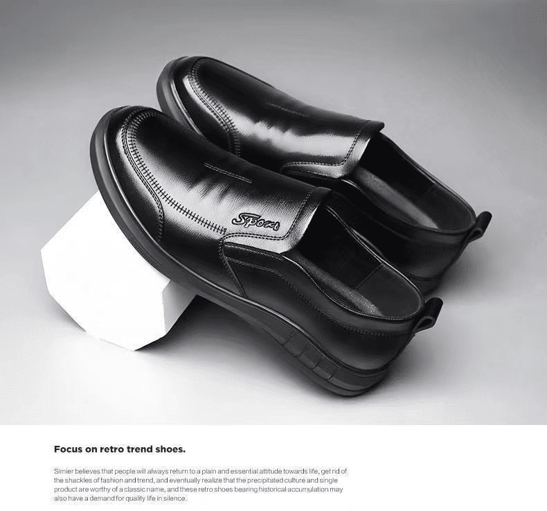 Men's High-Quality Black Leather Loafers: Fashionable Business Casual Driving Shoes