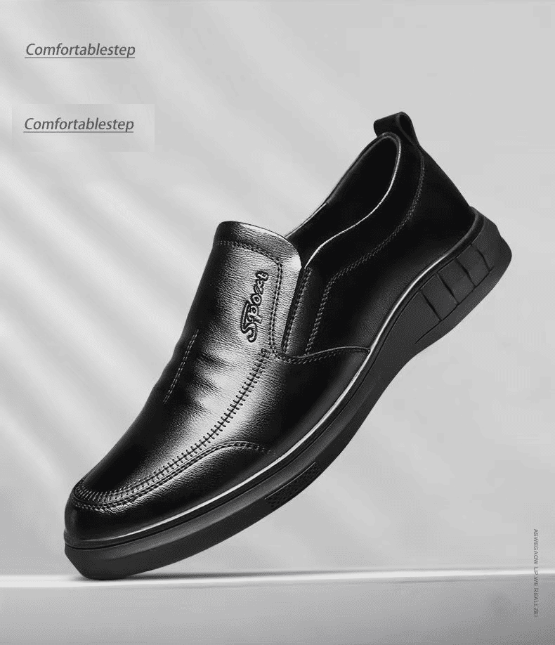 Men's High-Quality Black Leather Loafers: Fashionable Business Casual Driving Shoes