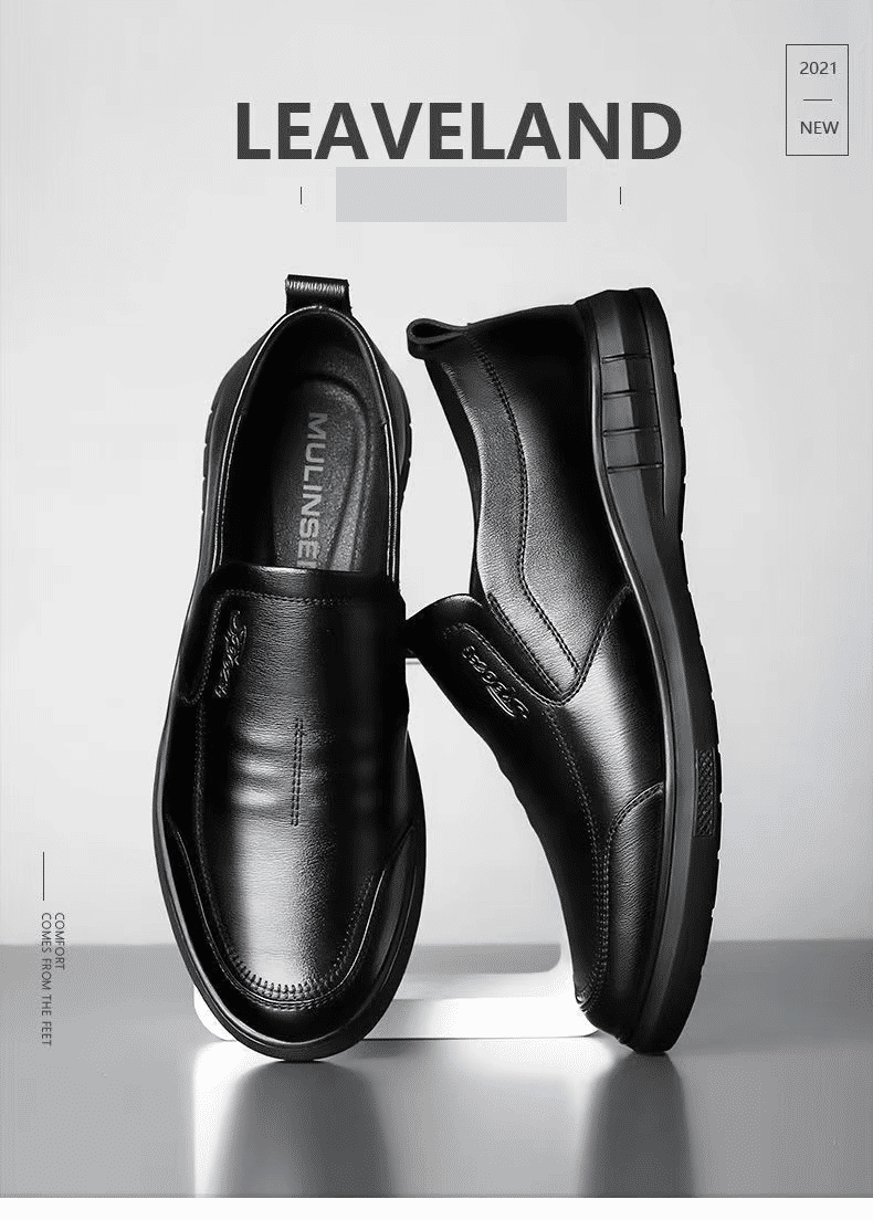 Men's High-Quality Black Leather Loafers: Fashionable Business Casual Driving Shoes