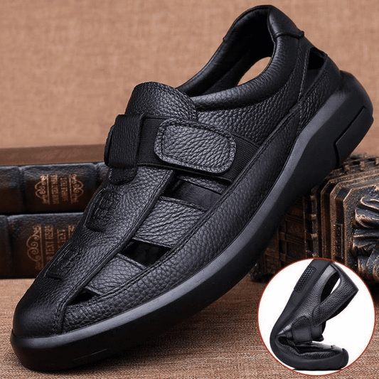 Brave Shop Men's Classic Oxford Sandals: Comfortable Casual Slip-On Loafers, Black