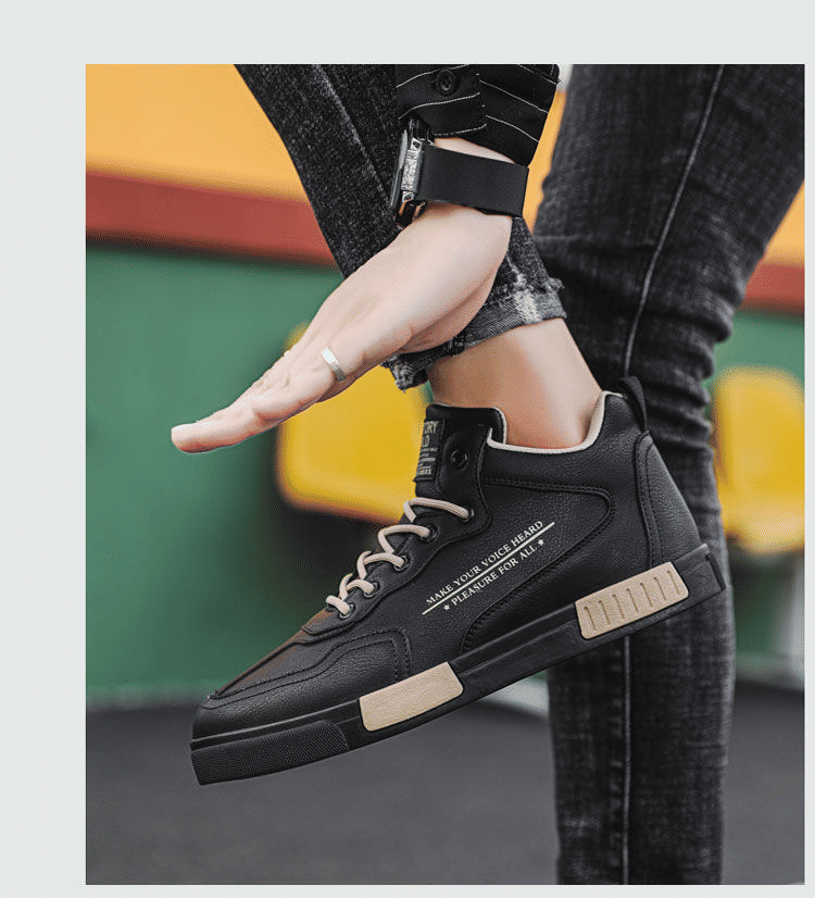 Men's Fashion Waterproof Synthetic Leather Casual Tall Trend Sneakers