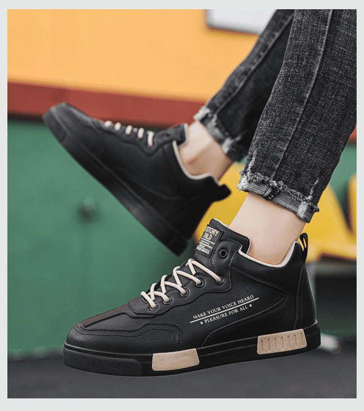 Men's Fashion Waterproof Synthetic Leather Casual Tall Trend Sneakers