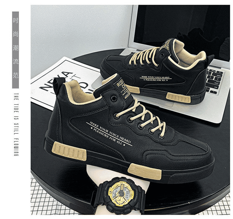 Men's Fashion Waterproof Synthetic Leather Casual Tall Trend Sneakers
