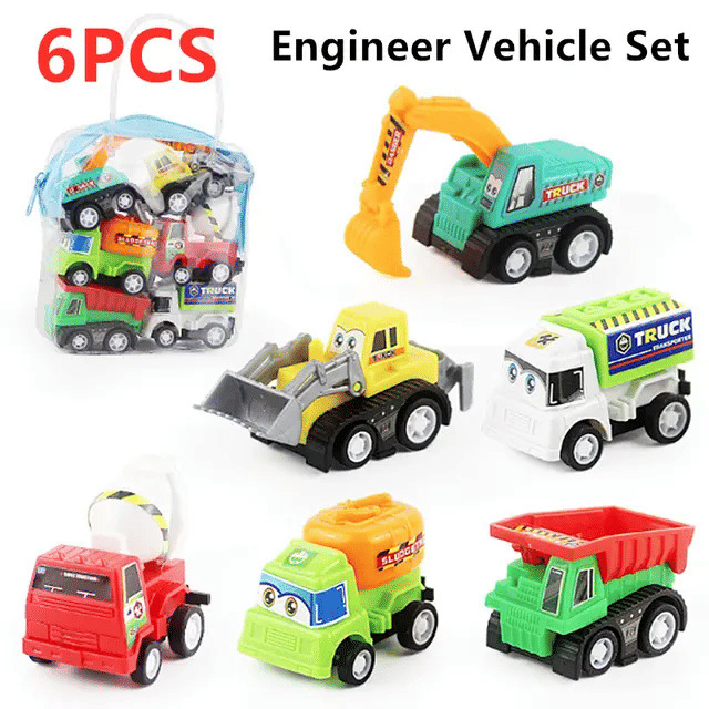 6pcs Pull-Back Mini Vehicle Car Model Toy Set for Kids