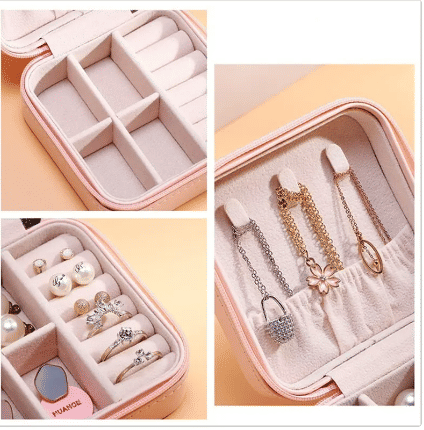 Portable PU Leather Mini Travel Jewelry Organizer for Rings, Earrings, Necklaces