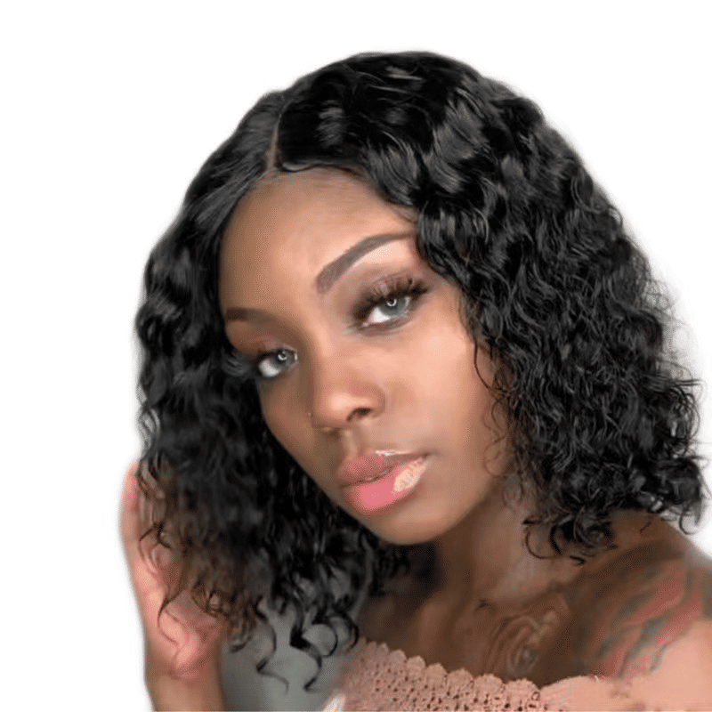 Premium Synthetic Small Curly Black Wig for Women, Natural Look Short Hair