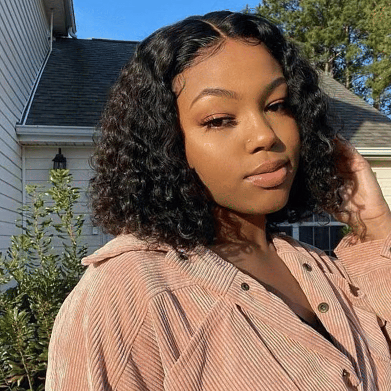 Premium Synthetic Small Curly Black Wig for Women, Natural Look Short Hair