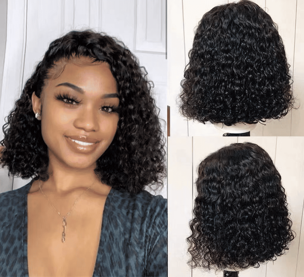 Premium Synthetic Small Curly Black Wig for Women, Natural Look Short Hair