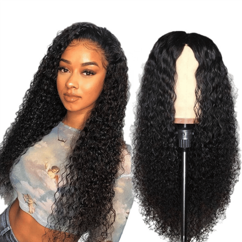 Luxurious 26-inch Long Curly Black Wig for Women - Fashionable Synthetic Hair