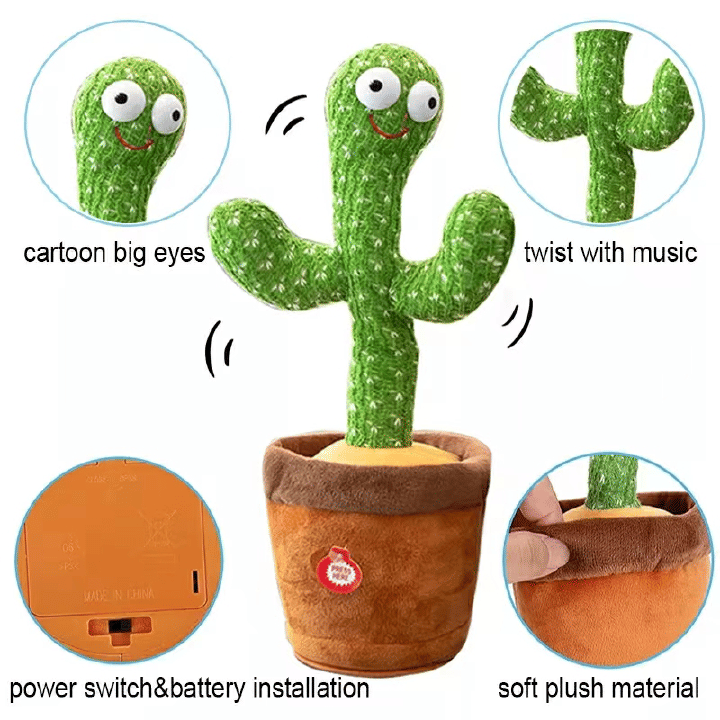 Dancing Cactus Talking Musical Plush Toy 32cm Green