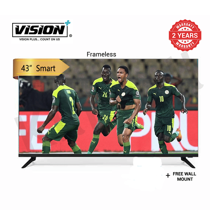 Vision Plus 43-inch Frameless Smart Android TV VP8843SF Full HD Display