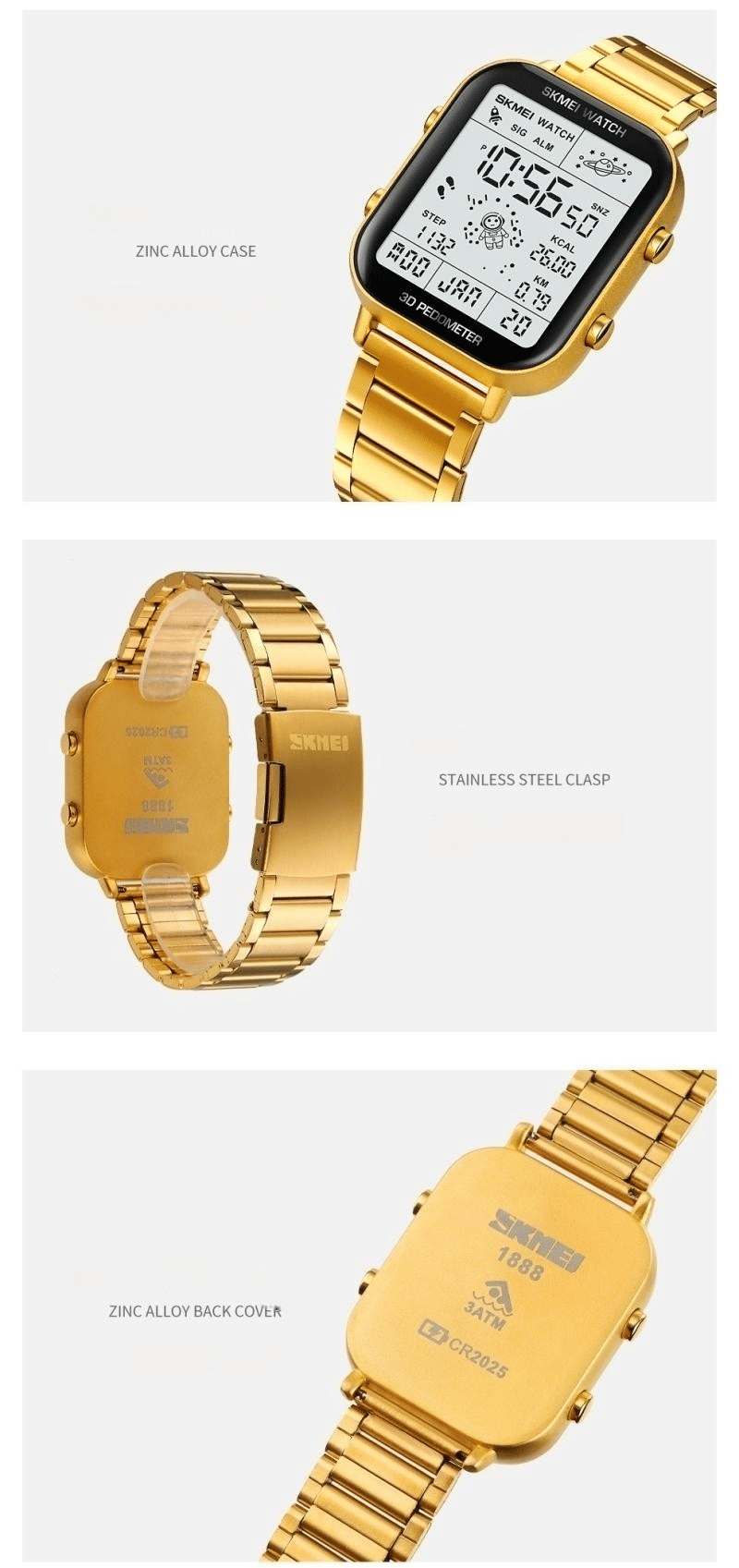 SKMEI Men's Premium Digital Watch: Durable Steel Strap, Multifunctional, Black Finish